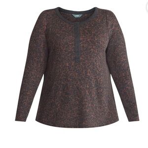 Terra & Sky 0X long sleeve thermal henley leopard
